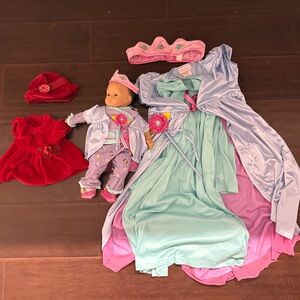 Kids Princess Night Gown Dress-Up Set with Bitty Baby Doll